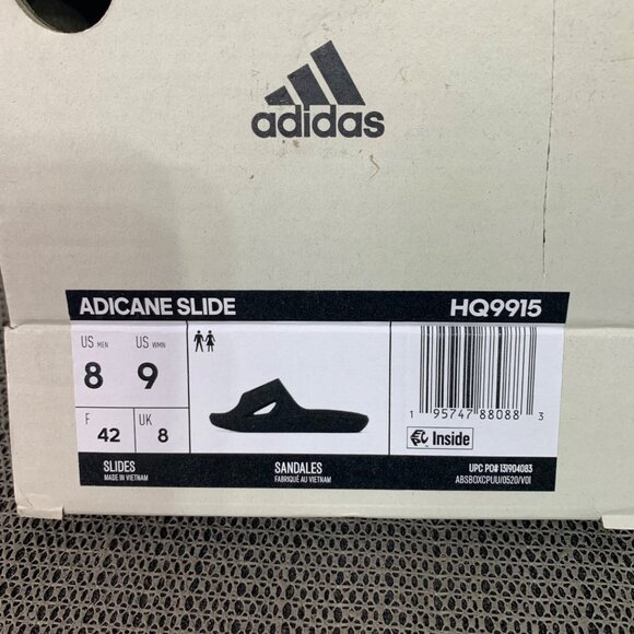 Adidas Adicane Mens Size 8 Women’s 9 Slide Black Sandals Lightweight/Comfortabl - Picture 6 of 6